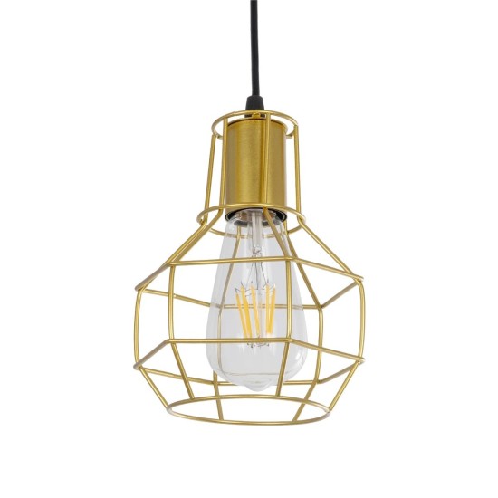GLOBOSTAR® CAGE 00950 Vintage Κρεμαστό Φωτιστικό Οροφής με Ντουί 1 x E27 AC 220-240V IP20 - Χρυσό - Μ15 x Π15 x Y21cm GLOBOSTAR® CAGE 00950 Vintage Κρεμαστό Φωτιστικό Οροφής με Ντουί 1 x E27 AC 220-240V IP20 - Χρυσό - Μ15 x Π15 x Y21cm