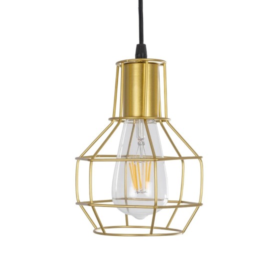 GLOBOSTAR® CAGE 00950 Vintage Κρεμαστό Φωτιστικό Οροφής με Ντουί 1 x E27 AC 220-240V IP20 - Χρυσό - Μ15 x Π15 x Y21cm GLOBOSTAR® CAGE 00950 Vintage Κρεμαστό Φωτιστικό Οροφής με Ντουί 1 x E27 AC 220-240V IP20 - Χρυσό - Μ15 x Π15 x Y21cm