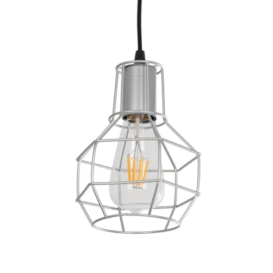 GLOBOSTAR® CAGE 00951 Vintage Κρεμαστό Φωτιστικό Οροφής με Ντουί 1 x E27 AC 220-240V IP20 - Ασημί - Μ15 x Π15 x Y21cm GLOBOSTAR® CAGE 00951 Vintage Κρεμαστό Φωτιστικό Οροφής με Ντουί 1 x E27 AC 220-240V IP20 - Ασημί - Μ15 x Π15 x Y21cm