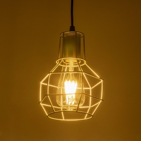 GLOBOSTAR® CAGE 00951 Vintage Κρεμαστό Φωτιστικό Οροφής με Ντουί 1 x E27 AC 220-240V IP20 - Ασημί - Μ15 x Π15 x Y21cm GLOBOSTAR® CAGE 00951 Vintage Κρεμαστό Φωτιστικό Οροφής με Ντουί 1 x E27 AC 220-240V IP20 - Ασημί - Μ15 x Π15 x Y21cm