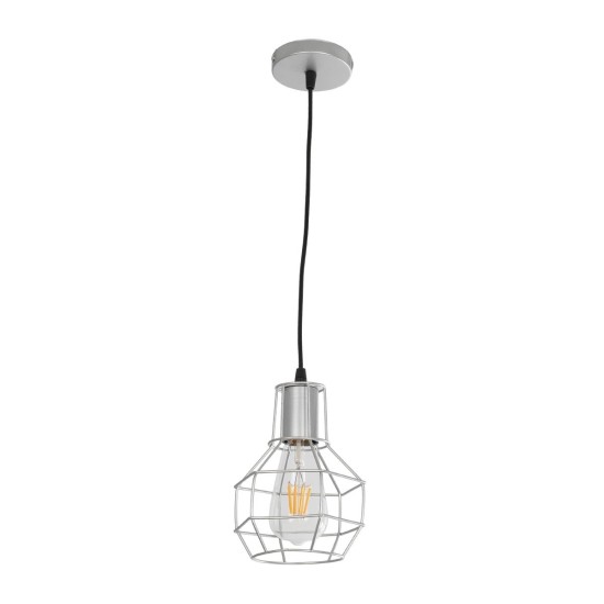 GLOBOSTAR® CAGE 00951 Vintage Κρεμαστό Φωτιστικό Οροφής με Ντουί 1 x E27 AC 220-240V IP20 - Ασημί - Μ15 x Π15 x Y21cm GLOBOSTAR® CAGE 00951 Vintage Κρεμαστό Φωτιστικό Οροφής με Ντουί 1 x E27 AC 220-240V IP20 - Ασημί - Μ15 x Π15 x Y21cm