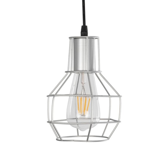 GLOBOSTAR® CAGE 00951 Vintage Κρεμαστό Φωτιστικό Οροφής με Ντουί 1 x E27 AC 220-240V IP20 - Ασημί - Μ15 x Π15 x Y21cm GLOBOSTAR® CAGE 00951 Vintage Κρεμαστό Φωτιστικό Οροφής με Ντουί 1 x E27 AC 220-240V IP20 - Ασημί - Μ15 x Π15 x Y21cm