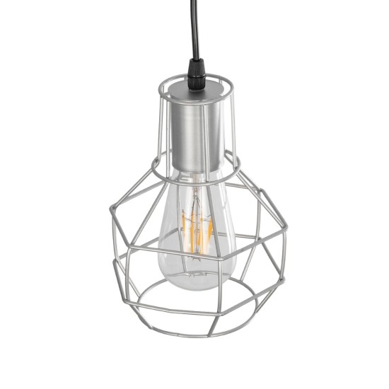 GLOBOSTAR® CAGE 00951 Vintage Κρεμαστό Φωτιστικό Οροφής με Ντουί 1 x E27 AC 220-240V IP20 - Ασημί - Μ15 x Π15 x Y21cm GLOBOSTAR® CAGE 00951 Vintage Κρεμαστό Φωτιστικό Οροφής με Ντουί 1 x E27 AC 220-240V IP20 - Ασημί - Μ15 x Π15 x Y21cm