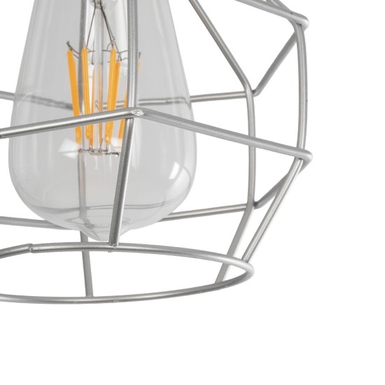 GLOBOSTAR® CAGE 00951 Vintage Κρεμαστό Φωτιστικό Οροφής με Ντουί 1 x E27 AC 220-240V IP20 - Ασημί - Μ15 x Π15 x Y21cm GLOBOSTAR® CAGE 00951 Vintage Κρεμαστό Φωτιστικό Οροφής με Ντουί 1 x E27 AC 220-240V IP20 - Ασημί - Μ15 x Π15 x Y21cm
