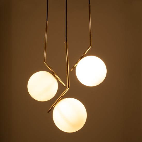 GLOBOSTAR® MONROE 00953 Μοντέρνο Κρεμαστό Φωτιστικό Οροφής με Ντουί 3 x E27 AC 220-240V IP20 - Χρυσό & Λευκό - Μ60 x Π60 x Υ50cm GLOBOSTAR® MONROE 00953 Μοντέρνο Κρεμαστό Φωτιστικό Οροφής με Ντουί 3 x E27 AC 220-240V IP20 - Χρυσό & Λευκό - Μ60 x Π60 x Υ50cm