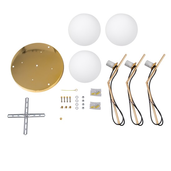 GLOBOSTAR® MONROE 00953 Μοντέρνο Κρεμαστό Φωτιστικό Οροφής με Ντουί 3 x E27 AC 220-240V IP20 - Χρυσό & Λευκό - Μ60 x Π60 x Υ50cm GLOBOSTAR® MONROE 00953 Μοντέρνο Κρεμαστό Φωτιστικό Οροφής με Ντουί 3 x E27 AC 220-240V IP20 - Χρυσό & Λευκό - Μ60 x Π60 x Υ50cm