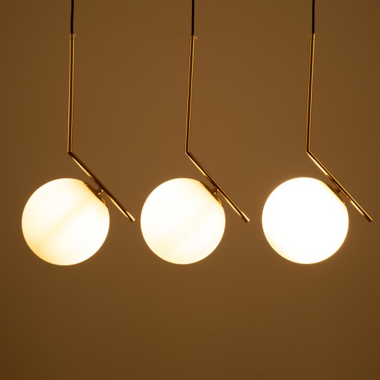 GLOBOSTAR® MONROE 00955 Μοντέρνο Κρεμαστό Φωτιστικό Οροφής με Ντουί 3 x E27 AC 220-240V IP20 - Χρυσό & Λευκό - Μ74 x Π25 x Υ50cm GLOBOSTAR® MONROE 00955 Μοντέρνο Κρεμαστό Φωτιστικό Οροφής με Ντουί 3 x E27 AC 220-240V IP20 - Χρυσό & Λευκό - Μ74 x Π25 x Υ50cm