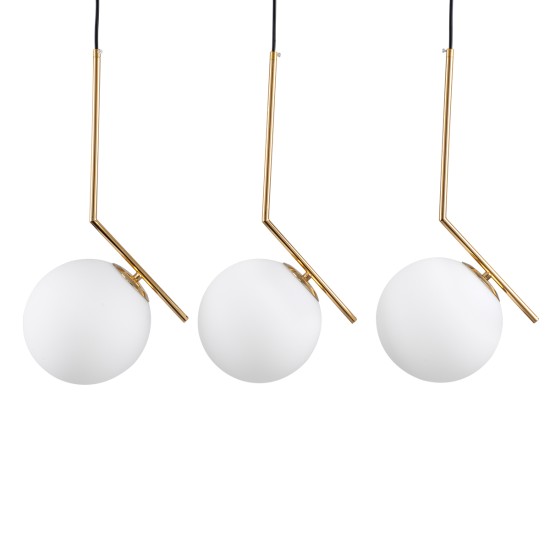 GLOBOSTAR® MONROE 00955 Μοντέρνο Κρεμαστό Φωτιστικό Οροφής με Ντουί 3 x E27 AC 220-240V IP20 - Χρυσό & Λευκό - Μ74 x Π25 x Υ50cm GLOBOSTAR® MONROE 00955 Μοντέρνο Κρεμαστό Φωτιστικό Οροφής με Ντουί 3 x E27 AC 220-240V IP20 - Χρυσό & Λευκό - Μ74 x Π25 x Υ50cm