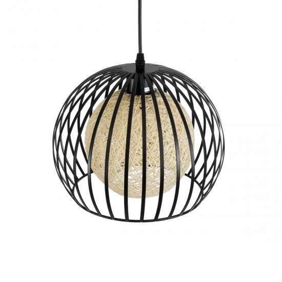 GLOBOSTAR® CARTER 00960 Μοντέρνο Κρεμαστό Φωτιστικό Οροφής με Ντουί 1 x E27 AC 220-240V IP20 - Μαύρο & Μπεζ - Μ28 x Π28 x Υ23cm GLOBOSTAR® CARTER 00960 Μοντέρνο Κρεμαστό Φωτιστικό Οροφής με Ντουί 1 x E27 AC 220-240V IP20 - Μαύρο & Μπεζ - Μ28 x Π28 x Υ23cm