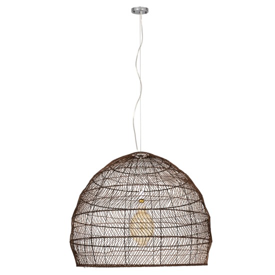 GLOBOSTAR® MALIBU 00967 Boho Κρεμαστό Φωτιστικό Οροφής με Ντουί 1 x E27 AC 220-240V IP20 - Καφέ - Μ100 x Π100 x Y86cm