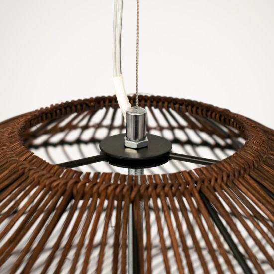 GLOBOSTAR® MALIBU 00967 Boho Κρεμαστό Φωτιστικό Οροφής με Ντουί 1 x E27 AC 220-240V IP20 - Καφέ - Μ100 x Π100 x Y86cm