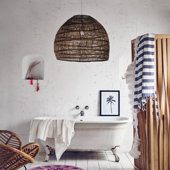 GLOBOSTAR® MALIBU 00967 Boho Κρεμαστό Φωτιστικό Οροφής με Ντουί 1 x E27 AC 220-240V IP20 - Καφέ - Μ100 x Π100 x Y86cm