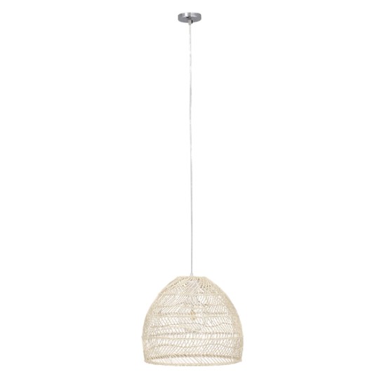 GLOBOSTAR® MALIBU 00968 Boho Κρεμαστό Φωτιστικό Οροφής με Ντουί 1 x E27 AC 220-240V IP20 - Μπεζ - Μ40 x Π40 x Υ35cm