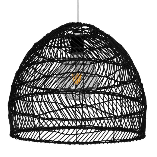 GLOBOSTAR® MALIBU 00969 Boho Κρεμαστό Φωτιστικό Οροφής με Ντουί 1 x E27 AC 220-240V IP20 - Μαύρο - Μ40 x Π40 x Υ35cm