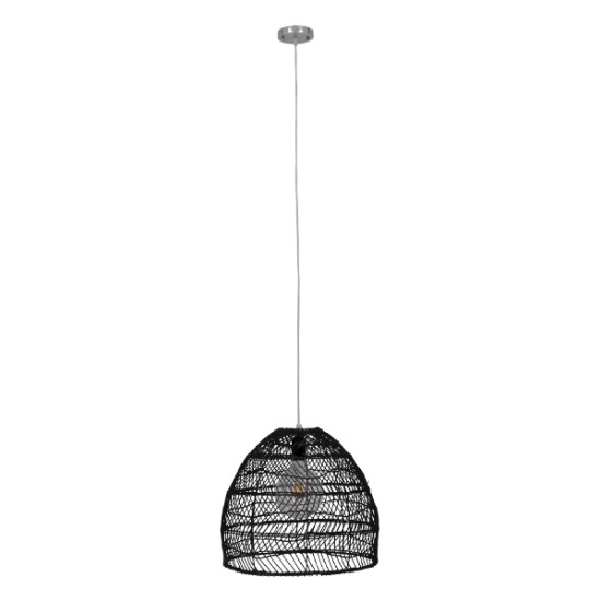 GLOBOSTAR® MALIBU 00969 Boho Κρεμαστό Φωτιστικό Οροφής με Ντουί 1 x E27 AC 220-240V IP20 - Μαύρο - Μ40 x Π40 x Υ35cm