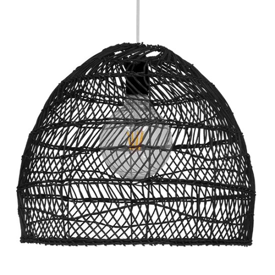 GLOBOSTAR® MALIBU 00969 Boho Κρεμαστό Φωτιστικό Οροφής με Ντουί 1 x E27 AC 220-240V IP20 - Μαύρο - Μ40 x Π40 x Υ35cm
