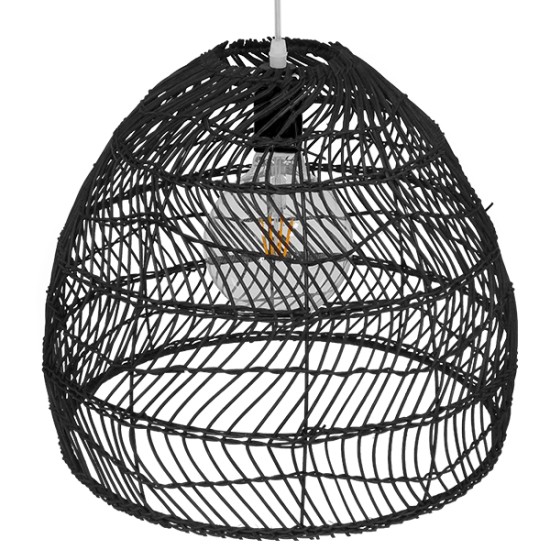 GLOBOSTAR® MALIBU 00969 Boho Κρεμαστό Φωτιστικό Οροφής με Ντουί 1 x E27 AC 220-240V IP20 - Μαύρο - Μ40 x Π40 x Υ35cm