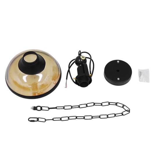 GLOBOSTAR® BILLIARD 00971 Vintage Κρεμαστό Φωτιστικό Οροφής με Ντουί 1 x E27 AC 220-240V IP20 - Mαύρο & Μελί - Μ25 x Π25 x Υ29cm