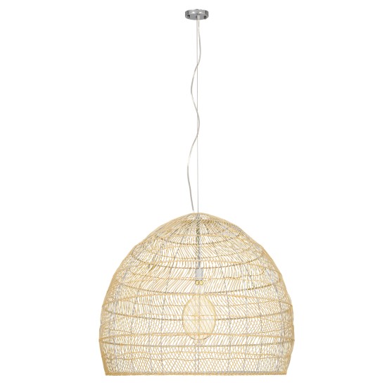 GLOBOSTAR® MALIBU 00974 Boho Κρεμαστό Φωτιστικό Οροφής με Ντουί 1 x E27 AC 220-240V IP20 - Μπεζ - Μ100 x Π100 x Y86cm