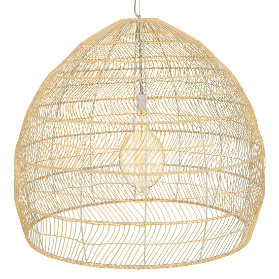 GLOBOSTAR® MALIBU 00974 Boho Κρεμαστό Φωτιστικό Οροφής με Ντουί 1 x E27 AC 220-240V IP20 - Μπεζ - Μ100 x Π100 x Y86cm