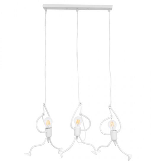 GLOBOSTAR® LITTLE MAN 00981 Μοντέρνο Κρεμαστό Φωτιστικό Οροφής με Ντουί 3 x E27 AC 220-240V IP20 - Λευκό - Μ70 x Π10 x Υ105cm GLOBOSTAR® LITTLE MAN 00981 Μοντέρνο Κρεμαστό Φωτιστικό Οροφής με Ντουί 3 x E27 AC 220-240V IP20 - Λευκό - Μ70 x Π10 x Υ105cm