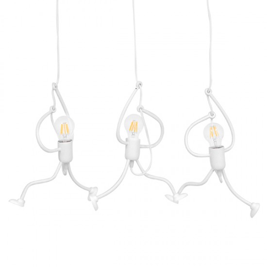 GLOBOSTAR® LITTLE MAN 00981 Μοντέρνο Κρεμαστό Φωτιστικό Οροφής με Ντουί 3 x E27 AC 220-240V IP20 - Λευκό - Μ70 x Π10 x Υ105cm GLOBOSTAR® LITTLE MAN 00981 Μοντέρνο Κρεμαστό Φωτιστικό Οροφής με Ντουί 3 x E27 AC 220-240V IP20 - Λευκό - Μ70 x Π10 x Υ105cm
