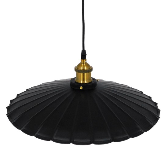 GLOBOSTAR® MARGI 00982 Vintage Κρεμαστό Φωτιστικό Οροφής με Ντουί 1 x E27 AC 220-240V IP20 - Μαύρο & Χρυσό - Μ40 x Π40 x Y15cm