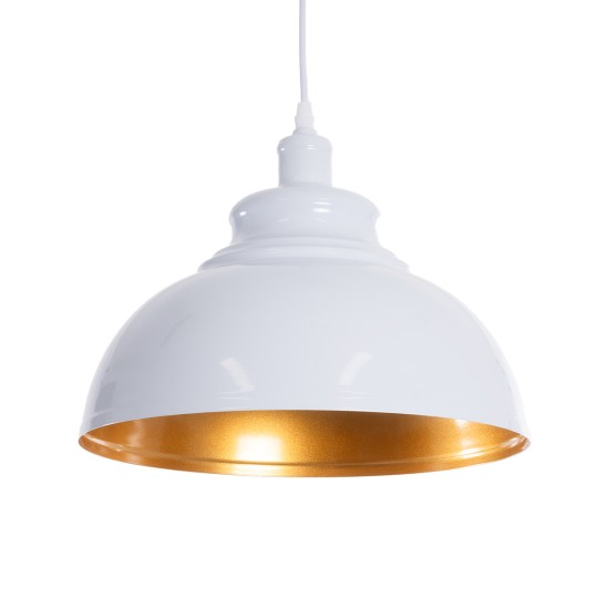GLOBOSTAR® ANDY 00999 Μοντέρνο Κρεμαστό Φωτιστικό Οροφής με Ντουί 1 x E27 AC 220-240V IP20 - Λευκό & Χρυσό - Μ35 x Π35 x Υ28cm GLOBOSTAR® ANDY 00999 Μοντέρνο Κρεμαστό Φωτιστικό Οροφής με Ντουί 1 x E27 AC 220-240V IP20 - Λευκό & Χρυσό - Μ35 x Π35 x Υ28cm