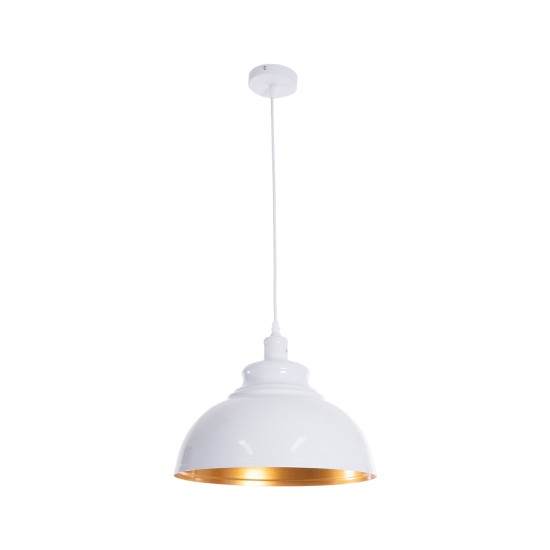 GLOBOSTAR® ANDY 00999 Μοντέρνο Κρεμαστό Φωτιστικό Οροφής με Ντουί 1 x E27 AC 220-240V IP20 - Λευκό & Χρυσό - Μ35 x Π35 x Υ28cm GLOBOSTAR® ANDY 00999 Μοντέρνο Κρεμαστό Φωτιστικό Οροφής με Ντουί 1 x E27 AC 220-240V IP20 - Λευκό & Χρυσό - Μ35 x Π35 x Υ28cm