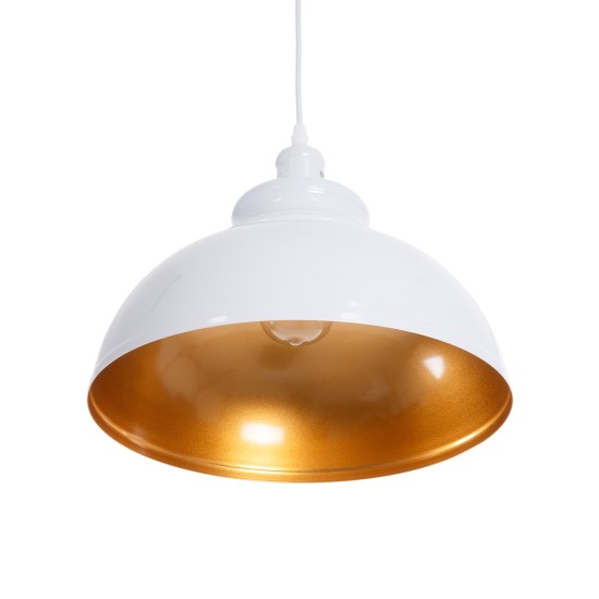 GLOBOSTAR® ANDY 00999 Μοντέρνο Κρεμαστό Φωτιστικό Οροφής με Ντουί 1 x E27 AC 220-240V IP20 - Λευκό & Χρυσό - Μ35 x Π35 x Υ28cm GLOBOSTAR® ANDY 00999 Μοντέρνο Κρεμαστό Φωτιστικό Οροφής με Ντουί 1 x E27 AC 220-240V IP20 - Λευκό & Χρυσό - Μ35 x Π35 x Υ28cm