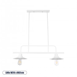 GLOBOSTAR® REGAL 01008 Vintage Φωτιστικό Οροφής με Ντουί 2 x E27 AC 220-240V IP20 - Λευκό - Μ80 x Π26 x Υ82cm