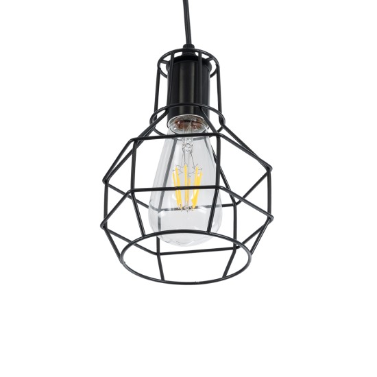 GLOBOSTAR® CAGE 01017 Vintage Κρεμαστό Φωτιστικό Οροφής με Ντουί 1 x E27 AC 220-240V IP20 - Μαύρο - Μ15 x Π15 x Υ20cm GLOBOSTAR® CAGE 01017 Vintage Κρεμαστό Φωτιστικό Οροφής με Ντουί 1 x E27 AC 220-240V IP20 - Μαύρο - Μ15 x Π15 x Υ20cm