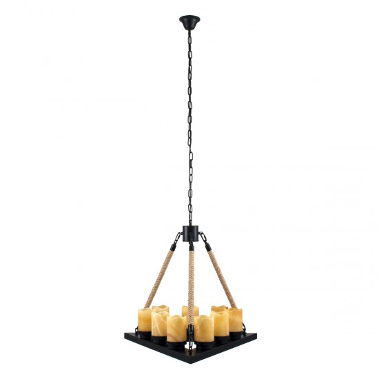 GLOBOSTAR® DOME 10001021 Vintage Κρεμαστό Φωτιστικό Οροφής με Ντουί 9 x E27 AC 220-240V IP20 - Μπεζ & Μαύρο - Μ68 x Π60 x Υ50cm