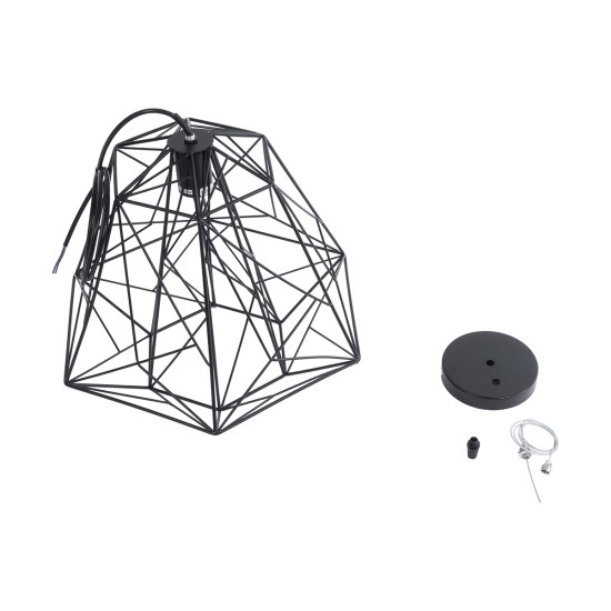 GLOBOSTAR® GRID 01022 Vintage Κρεμαστό Φωτιστικό Οροφής με Ντουί 1 x E27 AC 220-240V IP20 - Μαύρο - Μ40 x Π40 x Υ33cm GLOBOSTAR® GRID 01022 Vintage Κρεμαστό Φωτιστικό Οροφής με Ντουί 1 x E27 AC 220-240V IP20 - Μαύρο - Μ40 x Π40 x Υ33cm