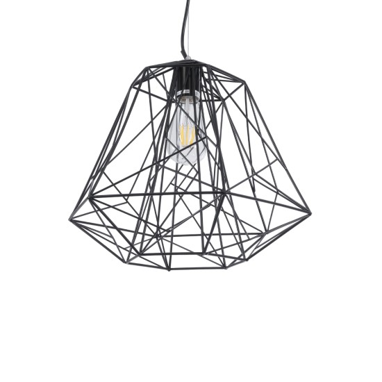 GLOBOSTAR® GRID 01022 Vintage Κρεμαστό Φωτιστικό Οροφής με Ντουί 1 x E27 AC 220-240V IP20 - Μαύρο - Μ40 x Π40 x Υ33cm GLOBOSTAR® GRID 01022 Vintage Κρεμαστό Φωτιστικό Οροφής με Ντουί 1 x E27 AC 220-240V IP20 - Μαύρο - Μ40 x Π40 x Υ33cm
