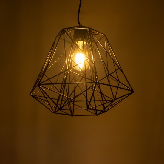 GLOBOSTAR® GRID 01022 Vintage Κρεμαστό Φωτιστικό Οροφής με Ντουί 1 x E27 AC 220-240V IP20 - Μαύρο - Μ40 x Π40 x Υ33cm GLOBOSTAR® GRID 01022 Vintage Κρεμαστό Φωτιστικό Οροφής με Ντουί 1 x E27 AC 220-240V IP20 - Μαύρο - Μ40 x Π40 x Υ33cm
