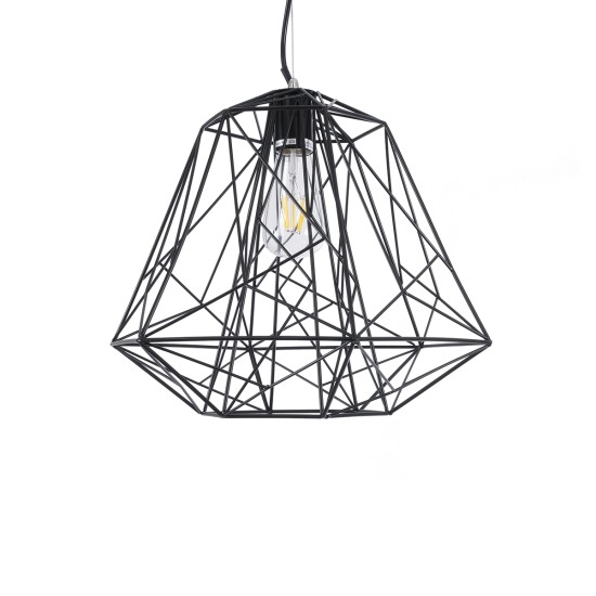 GLOBOSTAR® GRID 01022 Vintage Κρεμαστό Φωτιστικό Οροφής με Ντουί 1 x E27 AC 220-240V IP20 - Μαύρο - Μ40 x Π40 x Υ33cm GLOBOSTAR® GRID 01022 Vintage Κρεμαστό Φωτιστικό Οροφής με Ντουί 1 x E27 AC 220-240V IP20 - Μαύρο - Μ40 x Π40 x Υ33cm
