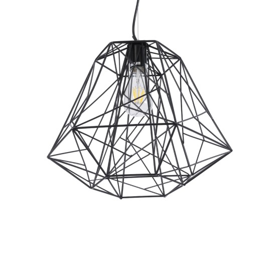 GLOBOSTAR® GRID 01022 Vintage Κρεμαστό Φωτιστικό Οροφής με Ντουί 1 x E27 AC 220-240V IP20 - Μαύρο - Μ40 x Π40 x Υ33cm GLOBOSTAR® GRID 01022 Vintage Κρεμαστό Φωτιστικό Οροφής με Ντουί 1 x E27 AC 220-240V IP20 - Μαύρο - Μ40 x Π40 x Υ33cm