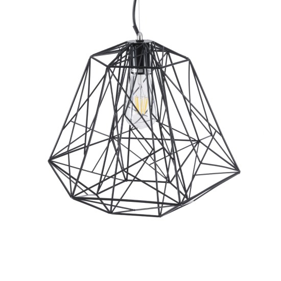 GLOBOSTAR® GRID 01022 Vintage Κρεμαστό Φωτιστικό Οροφής με Ντουί 1 x E27 AC 220-240V IP20 - Μαύρο - Μ40 x Π40 x Υ33cm GLOBOSTAR® GRID 01022 Vintage Κρεμαστό Φωτιστικό Οροφής με Ντουί 1 x E27 AC 220-240V IP20 - Μαύρο - Μ40 x Π40 x Υ33cm