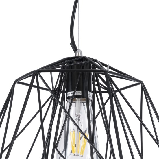 GLOBOSTAR® GRID 01022 Vintage Κρεμαστό Φωτιστικό Οροφής με Ντουί 1 x E27 AC 220-240V IP20 - Μαύρο - Μ40 x Π40 x Υ33cm GLOBOSTAR® GRID 01022 Vintage Κρεμαστό Φωτιστικό Οροφής με Ντουί 1 x E27 AC 220-240V IP20 - Μαύρο - Μ40 x Π40 x Υ33cm