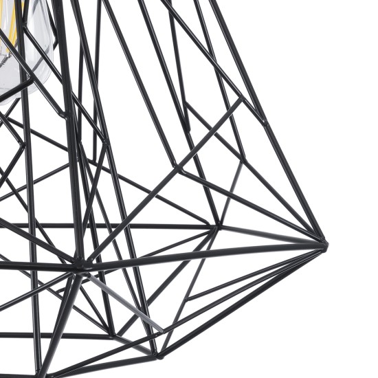 GLOBOSTAR® GRID 01022 Vintage Κρεμαστό Φωτιστικό Οροφής με Ντουί 1 x E27 AC 220-240V IP20 - Μαύρο - Μ40 x Π40 x Υ33cm GLOBOSTAR® GRID 01022 Vintage Κρεμαστό Φωτιστικό Οροφής με Ντουί 1 x E27 AC 220-240V IP20 - Μαύρο - Μ40 x Π40 x Υ33cm
