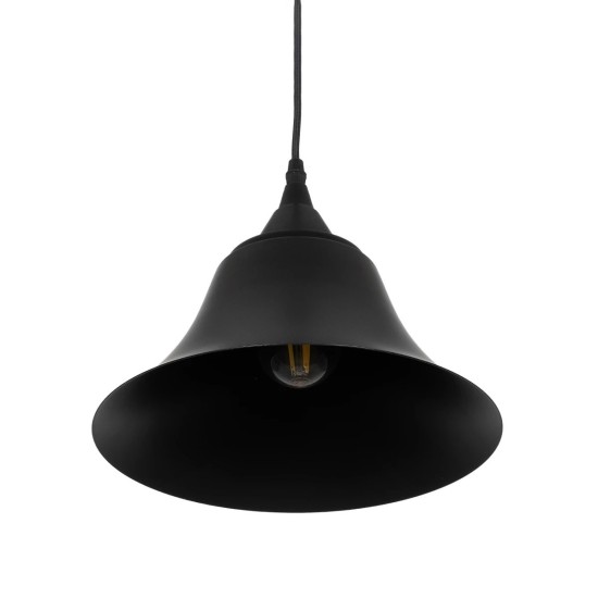 GLOBOSTAR® CLOCHER 01041 Vintage Κρεμαστό Φωτιστικό Οροφής με Ντουί 1 x E27 AC 220-240V IP20 - Μαύρο - Μ29 x Π29 x Υ34cm