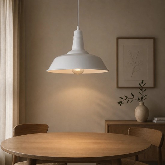 GLOBOSTAR® RAY 01043 Vintage Κρεμαστό Φωτιστικό Οροφής με Ντουί 1 x E27 AC 220-240V IP20 - Λευκό - Μ36 x Π36 x Υ25cm