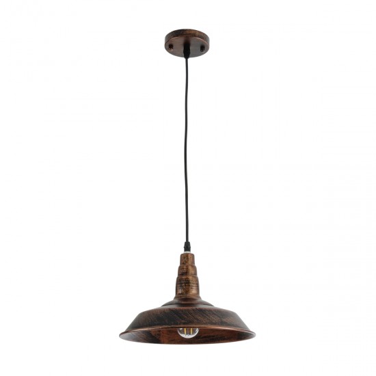 GLOBOSTAR® RAY 01047 Vintage Κρεμαστό Φωτιστικό Οροφής με Ντουί 1 x E27 AC 220-240V IP20 - Χάλκινο - Μ26 x Π26 x Υ20cm