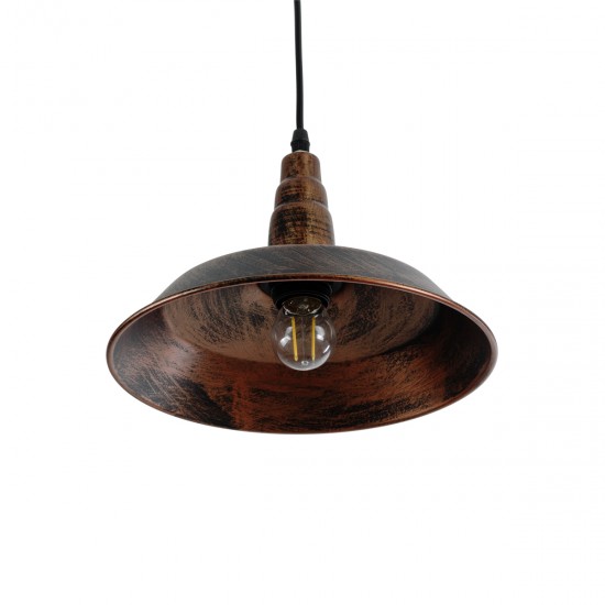 GLOBOSTAR® RAY 01047 Vintage Κρεμαστό Φωτιστικό Οροφής με Ντουί 1 x E27 AC 220-240V IP20 - Χάλκινο - Μ26 x Π26 x Υ20cm