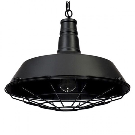 GLOBOSTAR® RAY 01048 Vintage Κρεμαστό Φωτιστικό Οροφής με Ντουί 1 x E27 AC 220-240V IP20 - Μαύρο - Μ46 x Π46 x Υ25cm