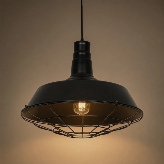 GLOBOSTAR® RAY 01048 Vintage Κρεμαστό Φωτιστικό Οροφής με Ντουί 1 x E27 AC 220-240V IP20 - Μαύρο - Μ46 x Π46 x Υ39cm GLOBOSTAR® RAY 01048 Vintage Κρεμαστό Φωτιστικό Οροφής με Ντουί 1 x E27 AC 220-240V IP20 - Μαύρο - Μ46 x Π46 x Υ39cm
