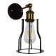 GLOBOSTAR® CATEL 01054 Vintage Φωτιστικό Τοίχου - Απλίκα με Ντουί 1 x E27 AC 220-240V IP20 - Μαύρο & Χρυσό - Μ15 x Π26 x Υ31cm