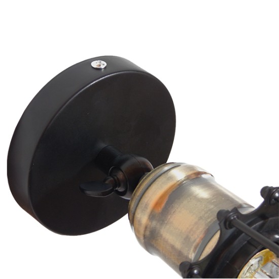 GLOBOSTAR® CATEL 01056 Vintage Φωτιστικό Τοίχου - Απλίκα με Ντουί 1 x E27 AC 220-240V IP20 - Μαύρο & Χρυσό - Μ12 x 15 x Υ32cm