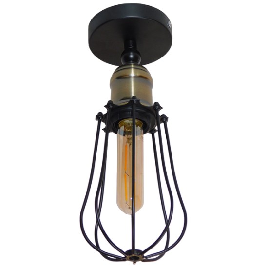GLOBOSTAR® CATEL 01056 Vintage Φωτιστικό Τοίχου - Απλίκα με Ντουί 1 x E27 AC 220-240V IP20 - Μαύρο & Χρυσό - Μ12 x 15 x Υ32cm